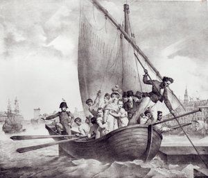 Bonaparte család Toulonba (Franciaország) érkezik, amikor menekült Korzikáról, 1793. június 17-én, vésette: Motte, Charles (1785-1836)
